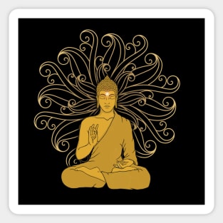 Mandala Golden Buddha in black Sticker